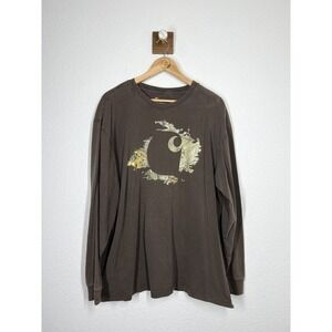 Carhartt Mens Realtree Logo Long Sleeve Shirt XL Original Fit Brown